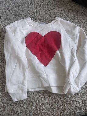 GAP Off-White Sweatshirt with Bold Red Heart